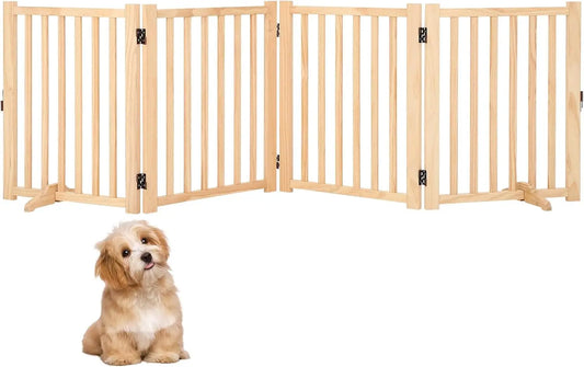 HiMISS Freestanding Dog Gate Foldable Pet Fence With Support Feet