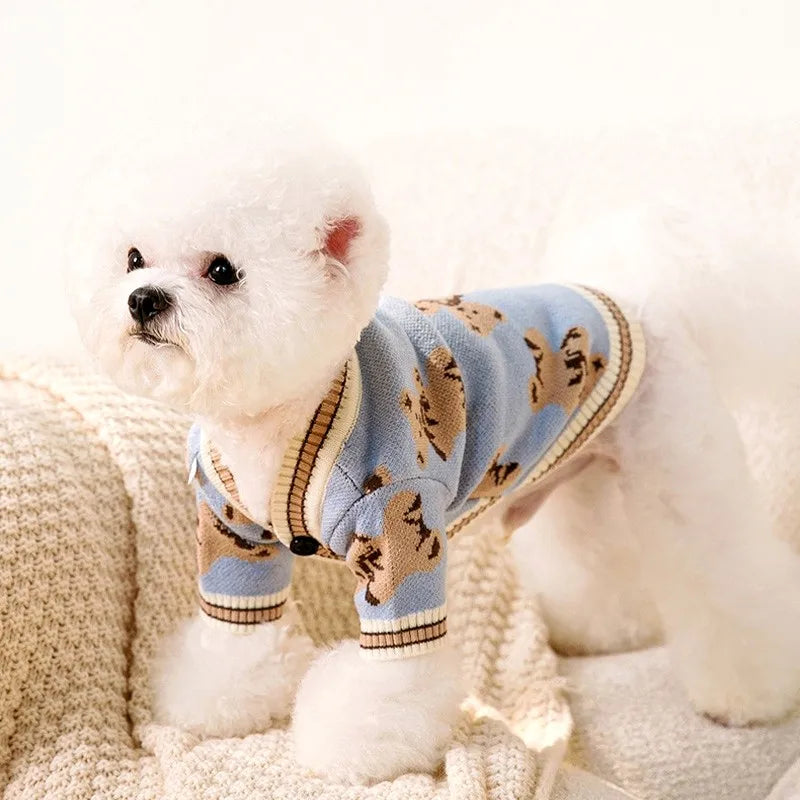 DoggyZStyle Striped Cardigan Sweater For Dogs Chihuahua Bichon Frise