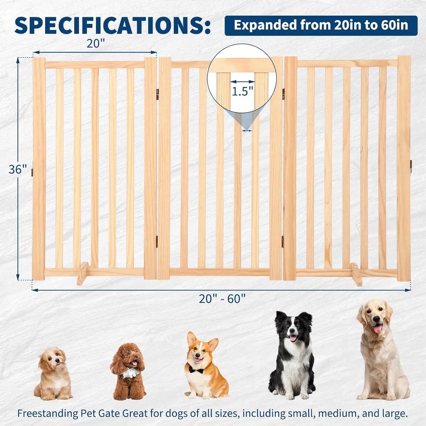HiMISS Freestanding Dog Gate Foldable Pet Fence With Support Feet