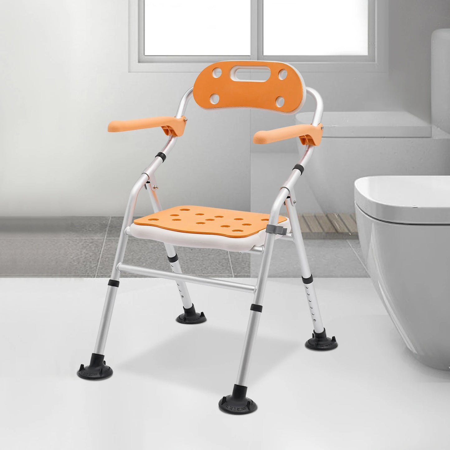 Bymaocar Folding Shower Chair With Adjustable Height Non Slip Feet