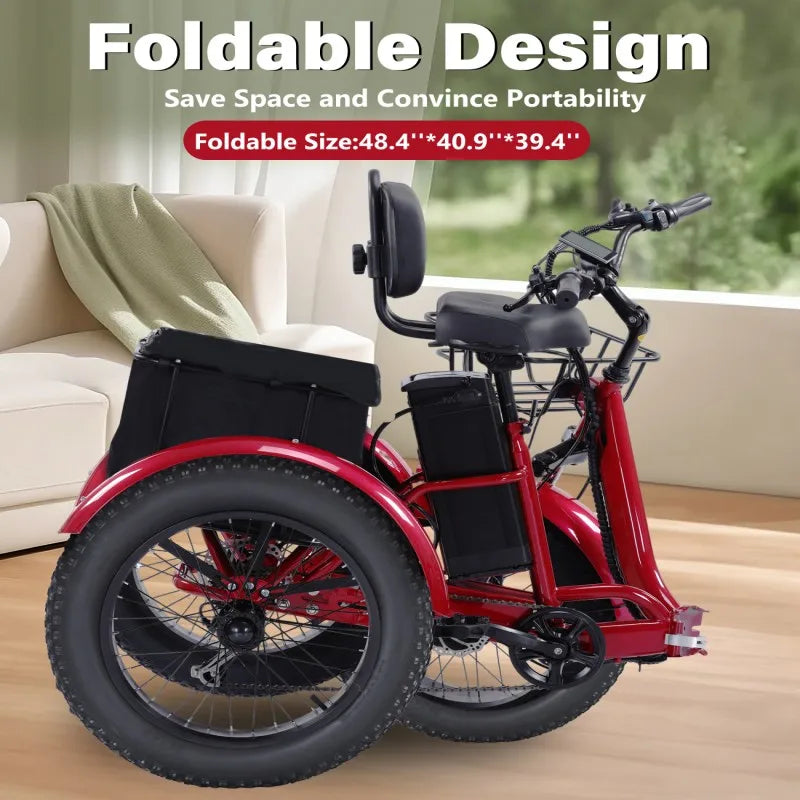 BROOBEY Electric Tricycle for Adults Folding Ebike Foldable