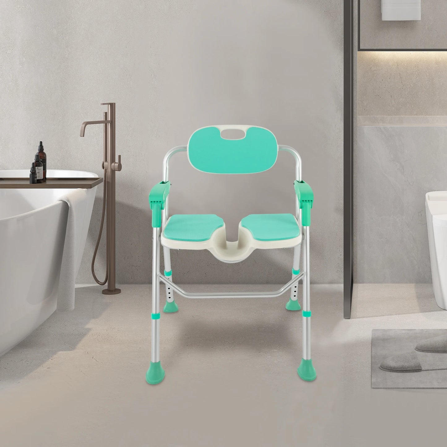 Bymaocar Folding Shower Chair Adjustable Height Bath Safety