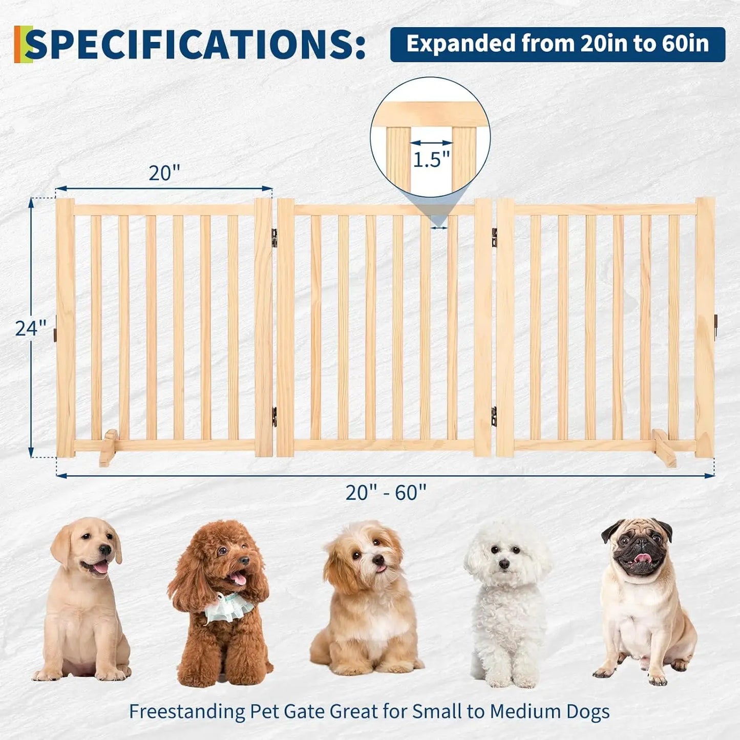 HiMISS Freestanding Dog Gate Foldable Pet Fence With Support Feet