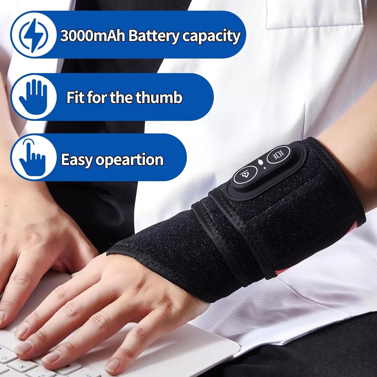 Wireless Heating Wrist Belt With Vibration And Massage Pain Relief