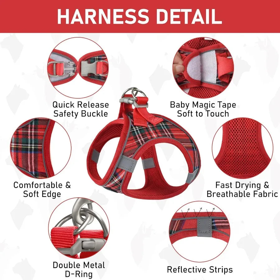 High-concerned Small Dog Harness And Leash Set Soft Mesh Vest Design