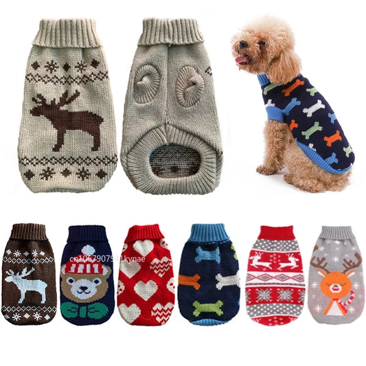 MOONBIFFYCN Warm Knitted Dog Sweater Cozy Winter Gear