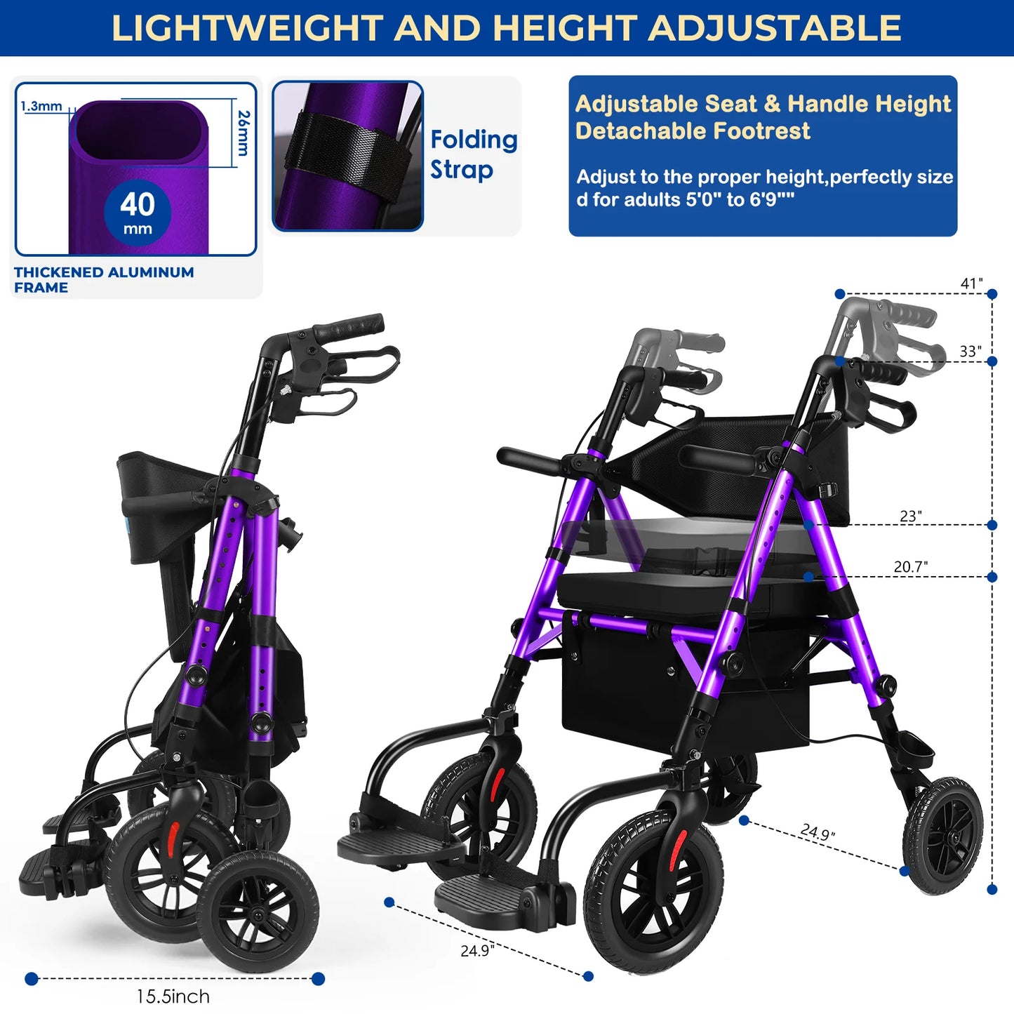 Origin 2 In 1 Rolling Walker Wheelchair Combo For Adults