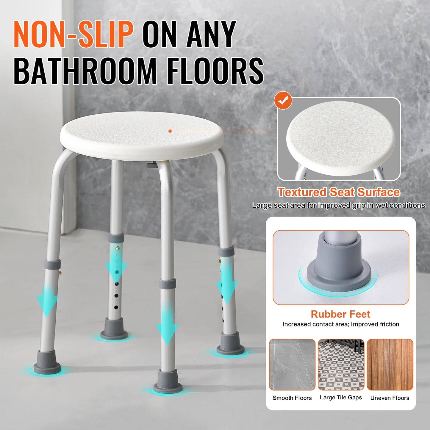 SucceBuy Shower Chair Inside Adjustable Height Non Slip