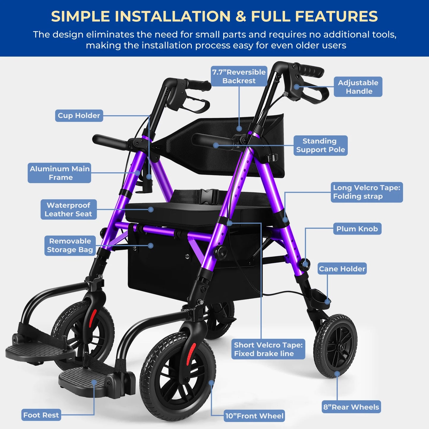Origin Lightweight 2 In 1 Rolling Walker Wheelchair Combo