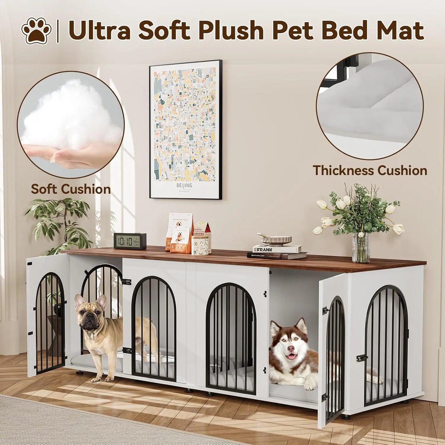 HiMISS Dog Crate Furniture For Two Dogs And TV Stand