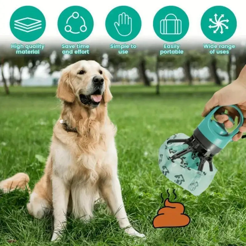 Portable Pet Poop Scooper With Integrated Bag Dispenser
