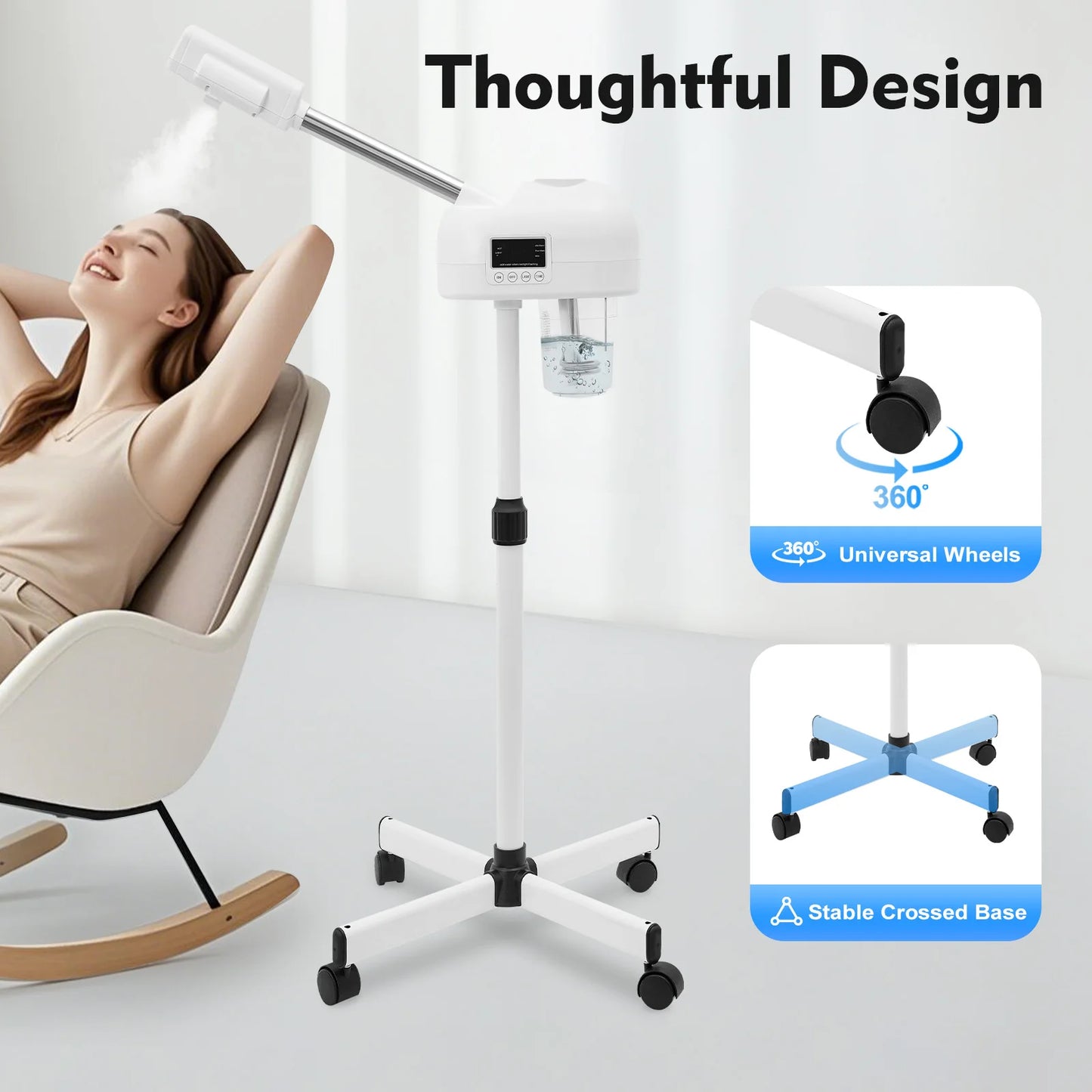 Bymaocar Wheeled Facial Steamer Machine for Skin Glow