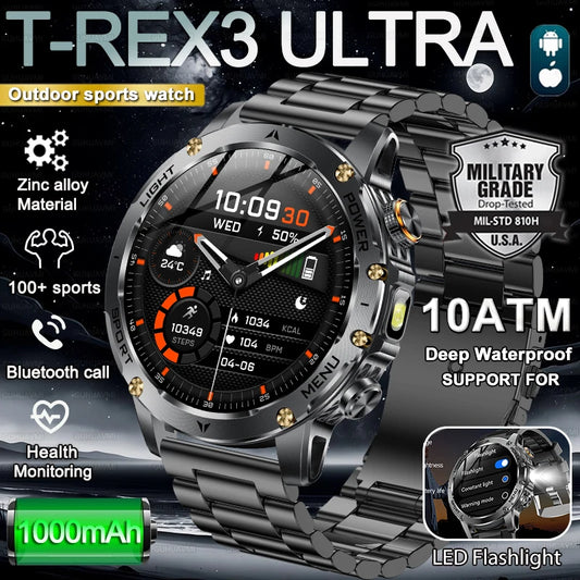 Military Smart Watch With 1000mAh Battery And 10ATM Waterproof