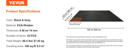 SucceBuy Interlocking Workout Mats EVA Foam Waterproof