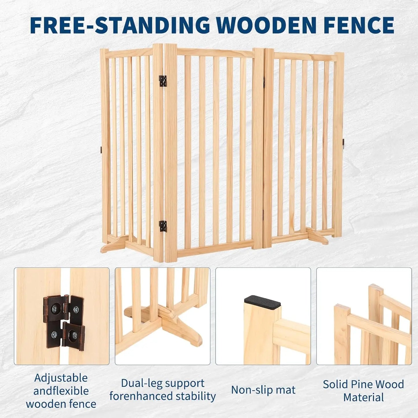 HiMISS Freestanding Dog Gate Foldable Pet Fence With Support Feet
