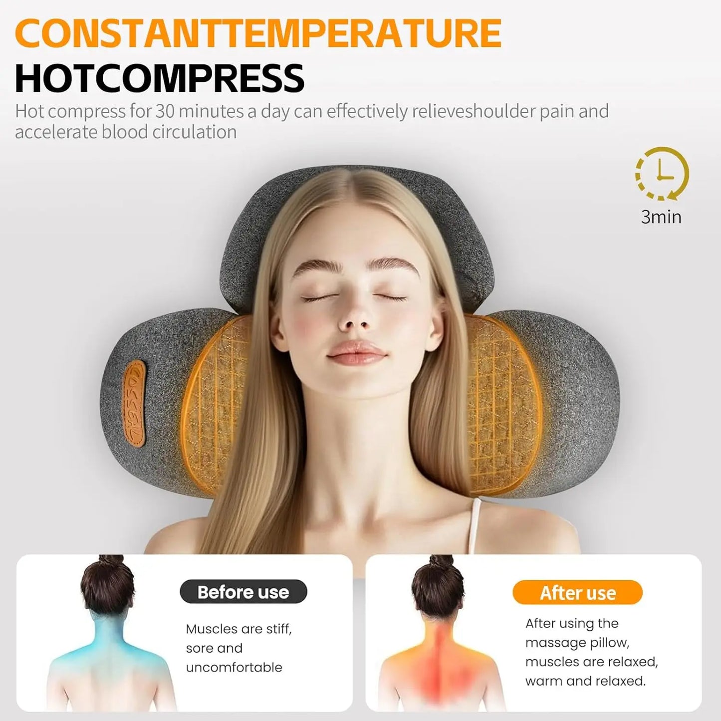 3 In 1 Neck Massager Pillow With Heat Vibration And Airbag Traction