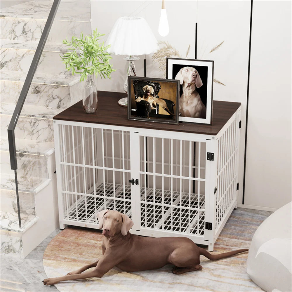 BORWARTH Wooden Dog Crate End Table Kennel Removable Tray