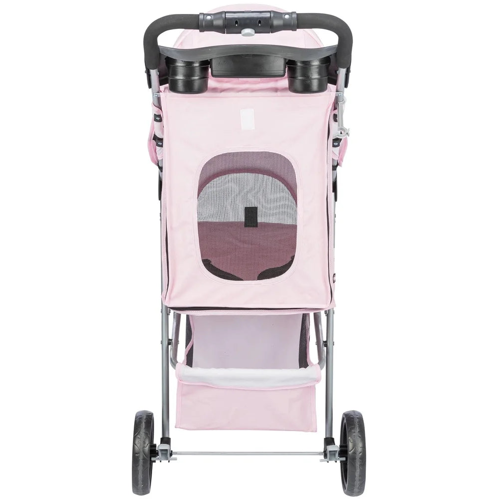 XMSJ Three Wheel Foldable Pet Stroller With Canopy Storage