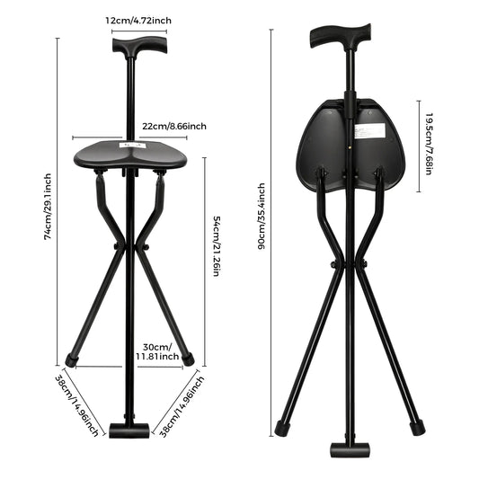 Foldable Cane Chair Portable Folding Stool for Leg Rehabilitation
