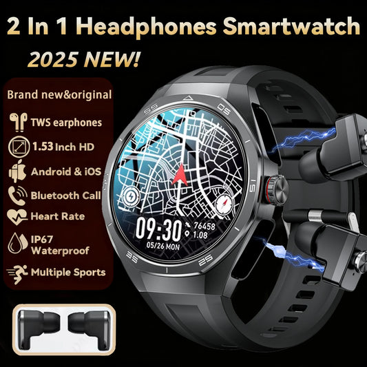 NFC Smartwatch With 2-In-1 TWS Headset For Music And Calls