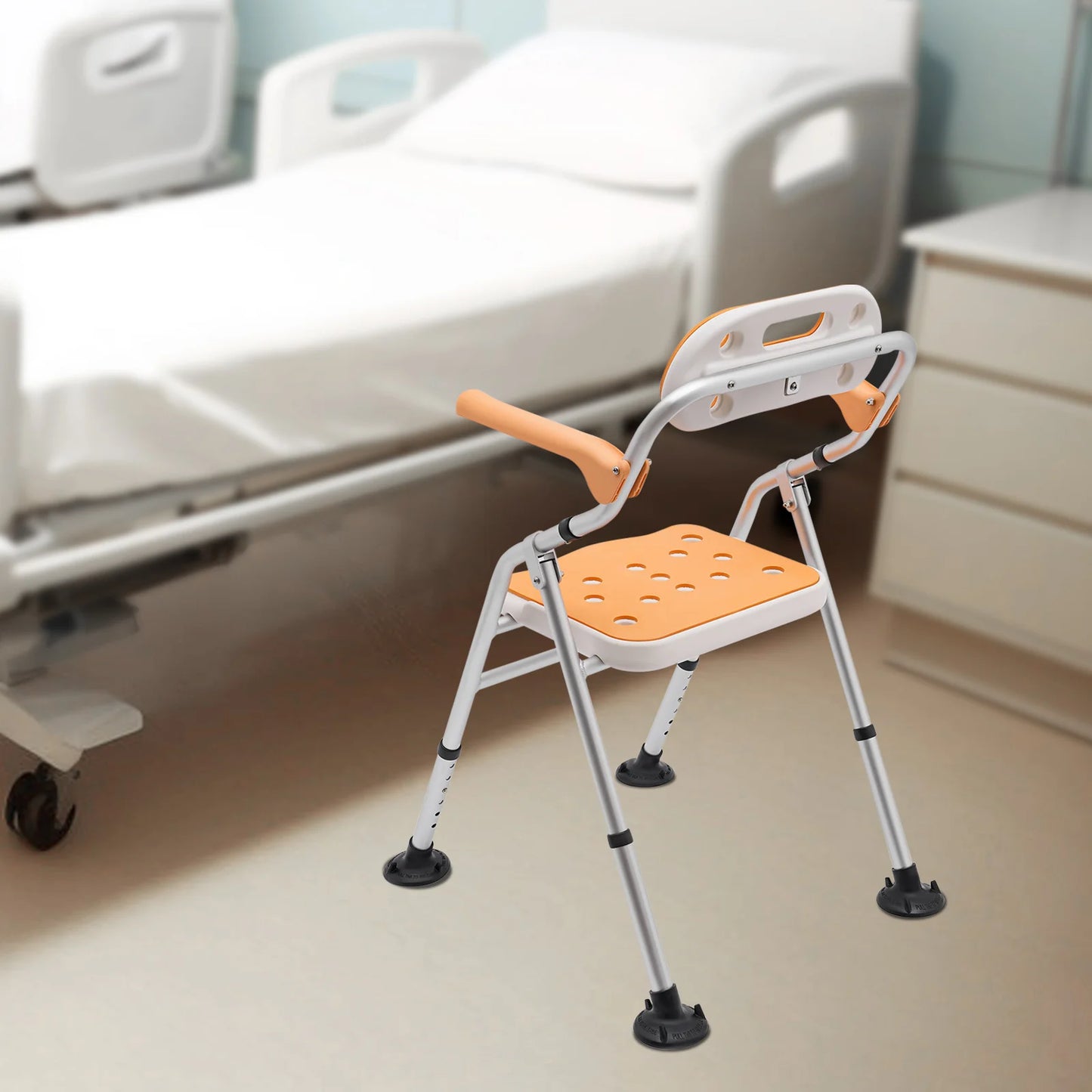 Bymaocar Folding Shower Chair With Adjustable Height Non Slip Feet