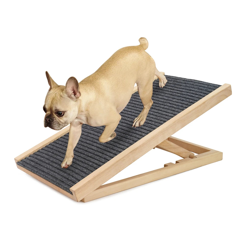 Twister.CK Dog Ramp Ladder Natural Pine Wood Folding Anti Skid 2 Heights