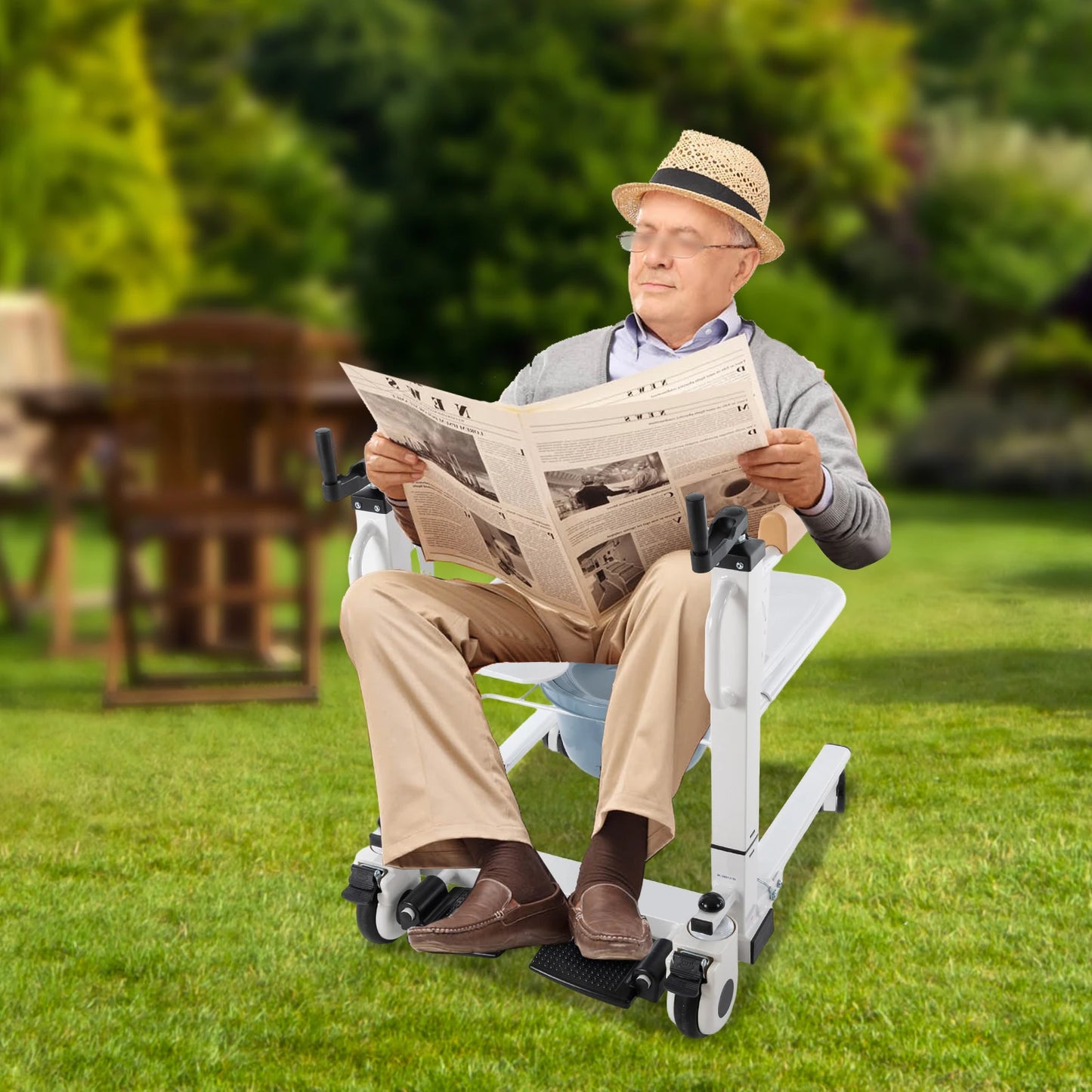 Bymaocar Manual Hand Commode Chair Caregiver Mobility Lift
